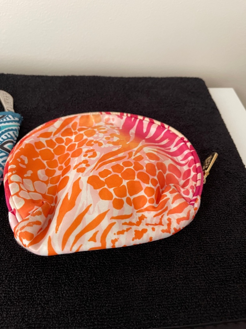 Soho Blue Geometric Zip Pouch + Pink Orange Animal Print Coin Case - Picture 7 of 9